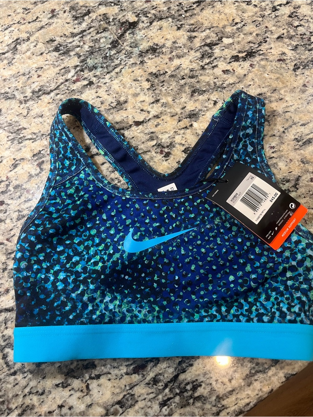 Nike Blue Teal Patterned Sports Bra NWT size XS
